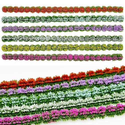 Woohome 6 PCS Static Grass Model Flower Cluster Model Grass Tufts Set for DIY Miniature Train Landscape Terrain Railway Scenery Decorations - color: Color 10
