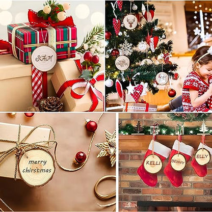 SENMUT Unfinished Wood Slices 30pcs 2.8"-3.0" Wood Circles for Crafts, Predrilled Natural Wood Rounds, Wooden Discs Perfect for DIY, Artistic Creations & Christmas Wood Ornaments for Crafts - size: 30PCS(2.8"-3.0"）with Hole