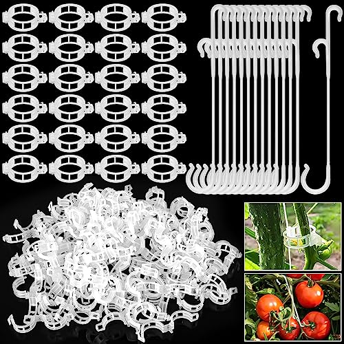 500Pcs Tomato Clips & Tomato Support j Hooks Plastic Trellis Clips Adjustable Tomato Vine Garden Clips to Prevent Tomatoes Falling Off