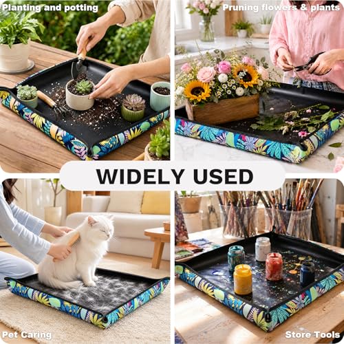 LIHAO Repotting Mat, 29.5x29.5 Waterproof Potting Tray for Indoor Plants | Gardening Gifts for Women, Foldable Transplanting Tarp, Mess Control Design, Plant Potting Mat
