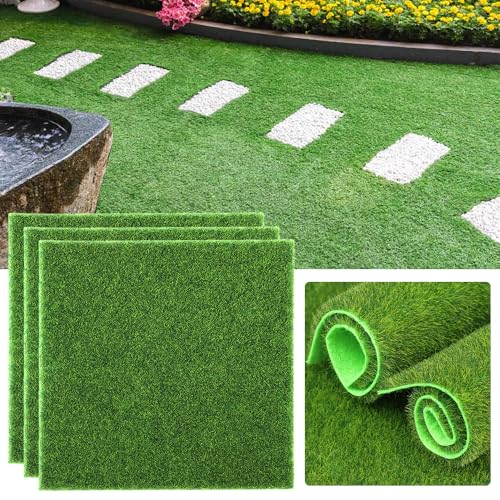 Cuttable Floor Dinner Table Protecting Mat Green Grass Carpet Moss Lawn Mats Artificial Garden Decor Turf, 6 Pieces, 5.9 * 5.9 inch - color: Green01