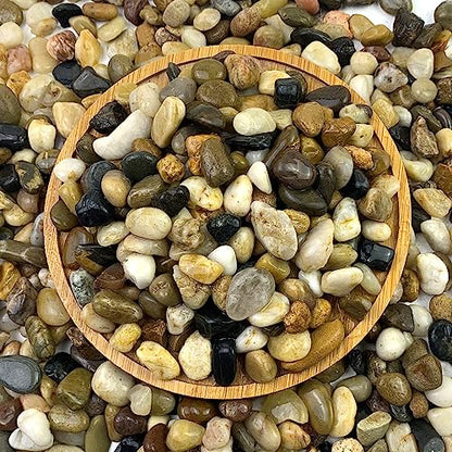 20 lbs Pea Gravel for Landscaping, 2/5 Inch River Rock, Aquarium Gravel | Fish Tank Gravel Rock Pebbles for Indoor Plant, Landscaping, Outdoor Garden, Succulent, Drainage, Vase, Fountain - size: 2/5 Inch