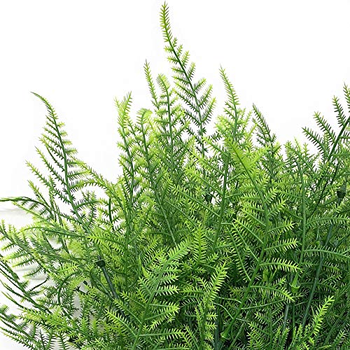 CATTREE Artificial Plants, Plastic Plants Bushes Fern Grass Shrubs Fake Leaves Wedding Home Garden Verandah Table Centerpieces Arrangements Christmas Party Decoration Planting Filler 4 Pcs - color: Green Fine Fern-4 Pcs