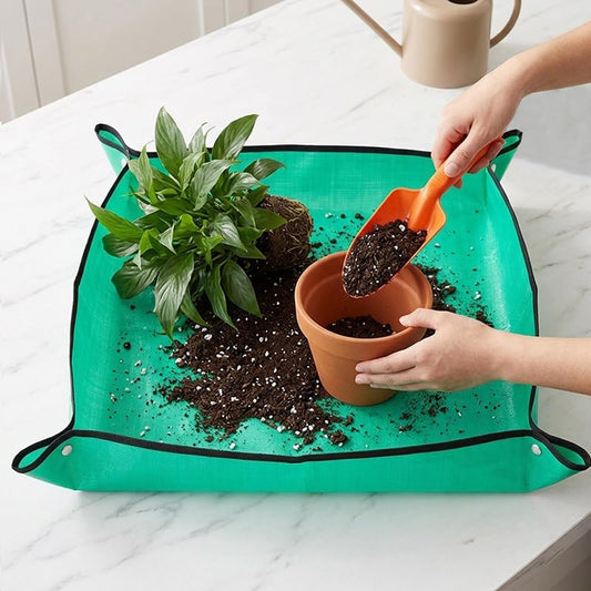 Thickened Plant Mat for Repotting, Waterproof Indoor Gardening Mat for Succulent Care, 26"x26" Foldable Potting Tray for Soil Control - color: Green, size: 26"x26"