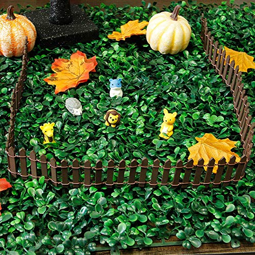 Miniature Fairy Garden Fence, DIY Wood Picket Fence Mini Ornament (Brown) - color: Brown