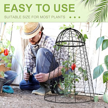 Sadnyy 12 Pack Garden Chicken Wire Cloche, 13" W X 15.7" H Plant Protectors and Covers, Wire Garden Cloches from Animals Metal Cage Plant Protection Strong and Not Easy to Deform - size: 13" D X 15.7" H, style: Detachable Style