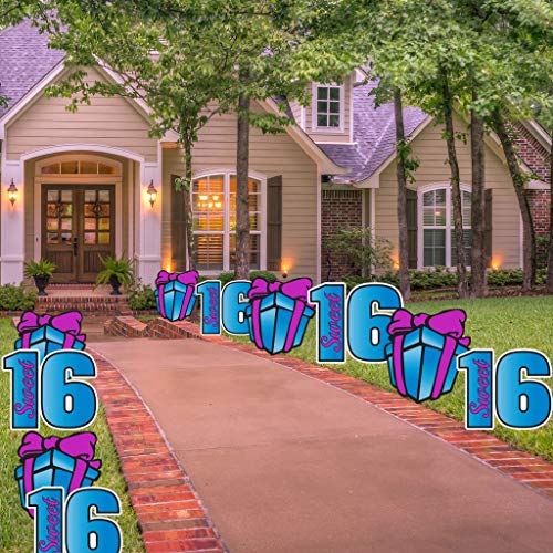 VictoryStore Sweet 16 Pathway Markers - Sweet Sixteen Yard Decorations 10pcs (Blue Purple) - color: Blue Purple