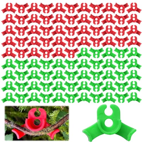 100 Pcs Plant Training Clips, Adjustable Low-Stress Training Plant Clips, Reusable 90-Degree Bendies Folder to Bend for Tomatoes Cucumbers Beans Climbing Plants in Indoor Outdoor Gardens - color: Red & Green 100 Pcs