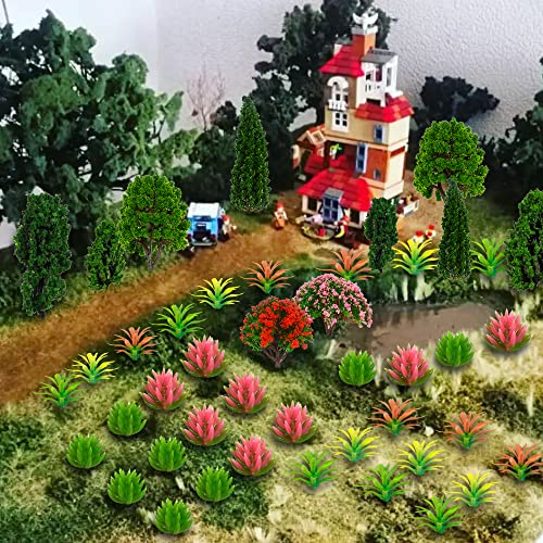 60Pcs Model Trees Mixed Miniature Plants Model Train Scenery for Handcrafts