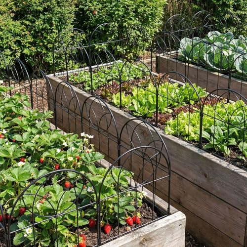 Small Garden Fence 24in(H) x20ft(L), Decorative Fencing 19 Pack | Rustproof Metal, No Dig Animal Barrier, Black Arch Border Panel for Rabbit and Dog, Flower Bed, Yard, Patio, Outdoor - size: 19 Panel