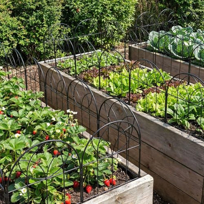 Small Garden Fence 24in(H) x20ft(L), Decorative Fencing 19 Pack | Rustproof Metal, No Dig Animal Barrier, Black Arch Border Panel for Rabbit and Dog, Flower Bed, Yard, Patio, Outdoor - size: 19 Panel