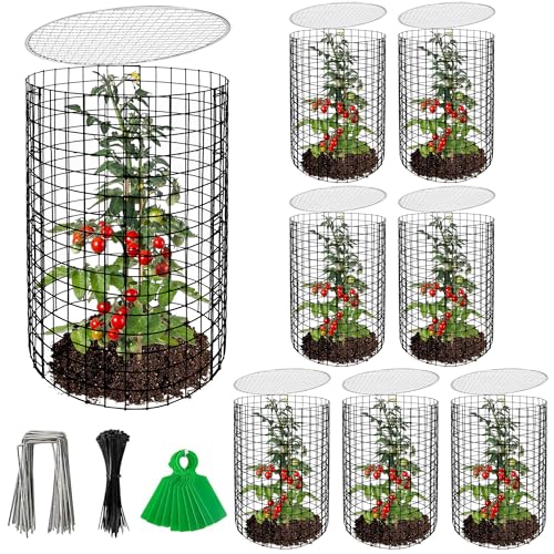 Adnee 8 Pack Wire Plant Protector with Cover-20" x 11" Detachable Metal Plant Protectors Mesh-Garden Plant Protectors for Flower Vegetable to Keep Animals Out - color: 8 Pack 20x11 Inch