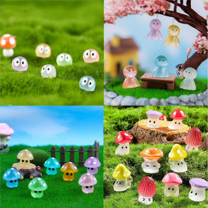 Glow in The Dark Tree Spirits, Mini Glow Fairy Garden Accessories Outdoor, Luminous Elves Tree Ghosts Figurines Kit with Mini Mushrooms for Garden Yard Bonsai Succulent Terrarium Decorations