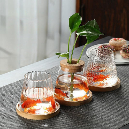 3 Pcs Plants Propagation Station Separated Desktop Plant Terrarium with Wood Lid and Stand, 3 Sizes Glass Planter Propagated Jars Propagation Vases for Indoor Home