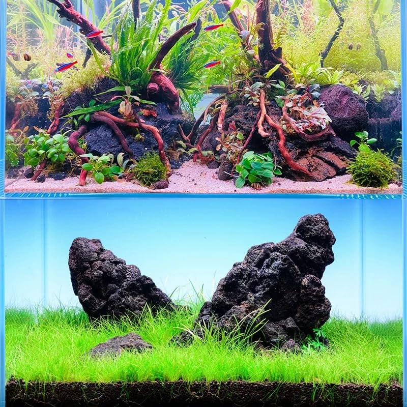 Black Lava Rocks 30lb Natural Volcanic Stones for Aquarium Fish Tank Terrarium Reptile Habitat Fire Pit Garden Landscaping Decor,10-12 Pcs 4-9 inches - size: 30LB(10-12pcs)4-9in.